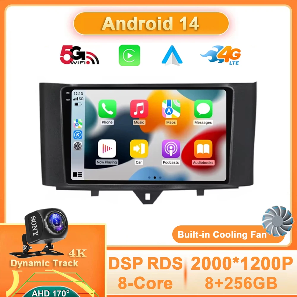 Android 14 для Mercedes Benz Smart Fortwo 2006 2007 2008 2009 2011-2015 Автомобильный радиоприемник