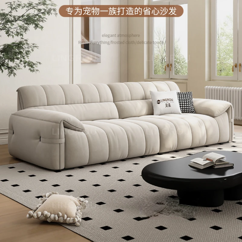 

Диван Lingsoft тканевый кремовый, современный минималистичный тканевый диван с кошачьими ушками, с прямым рядом, для гостиной в маленькой квартире