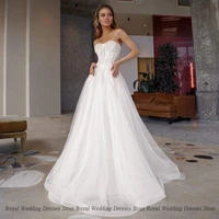 fashion a line wedding dresses layered strapless applique summer 2022 lace floor length print high quality gowns robe de ma