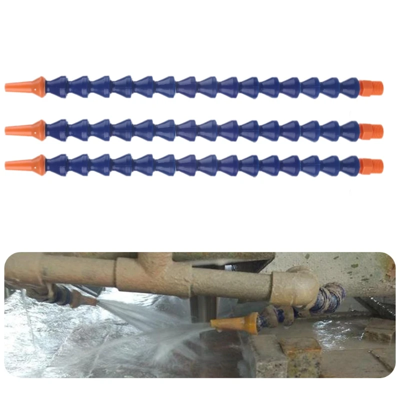 

New 10 Pcs Round Nozzle 1/4PT Flexible Oil Coolant Pipe Hose Blue Orange