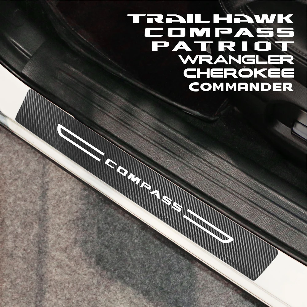 Фото 4 шт. 2023 наклейки на пороги автомобиля наклейки на пленку для Jeep WRANGLER CHEROKEE COMPASS PATRIOT TRAIL HAWK RUBICON LIBERTY COMMANDER №2