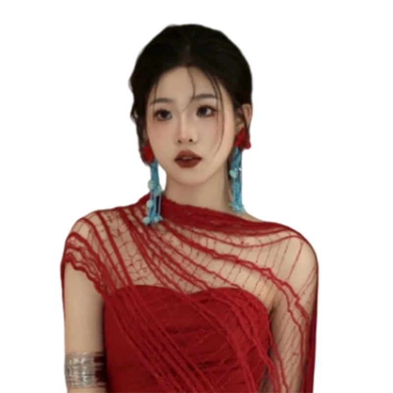 Рваная шаль для женщин дорожные фотосессии рваный сетчатый шарф накидка на плечо