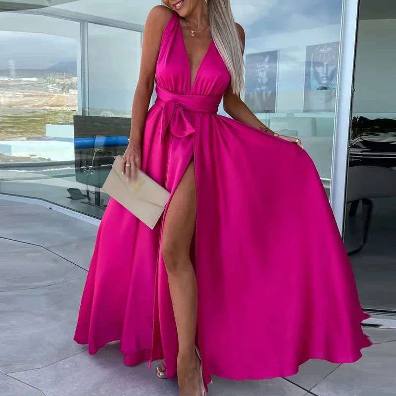 Летнее пикантное длинное платье с открытыми плечами женское банкетное вечернее