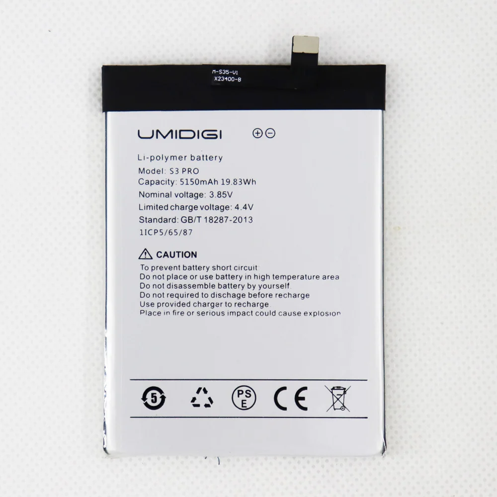 

2022 год оригинальный аккумулятор UMI для Umidigi S3 Pro F1 / F1 Play 5150 мАч мобильный телефон аккумулятор