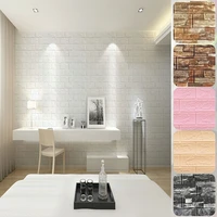 10pcs self adhesive waterproof foam brick 3d wall stickers home room diy decor wall panel pvc wallpaper wall decor contact paper