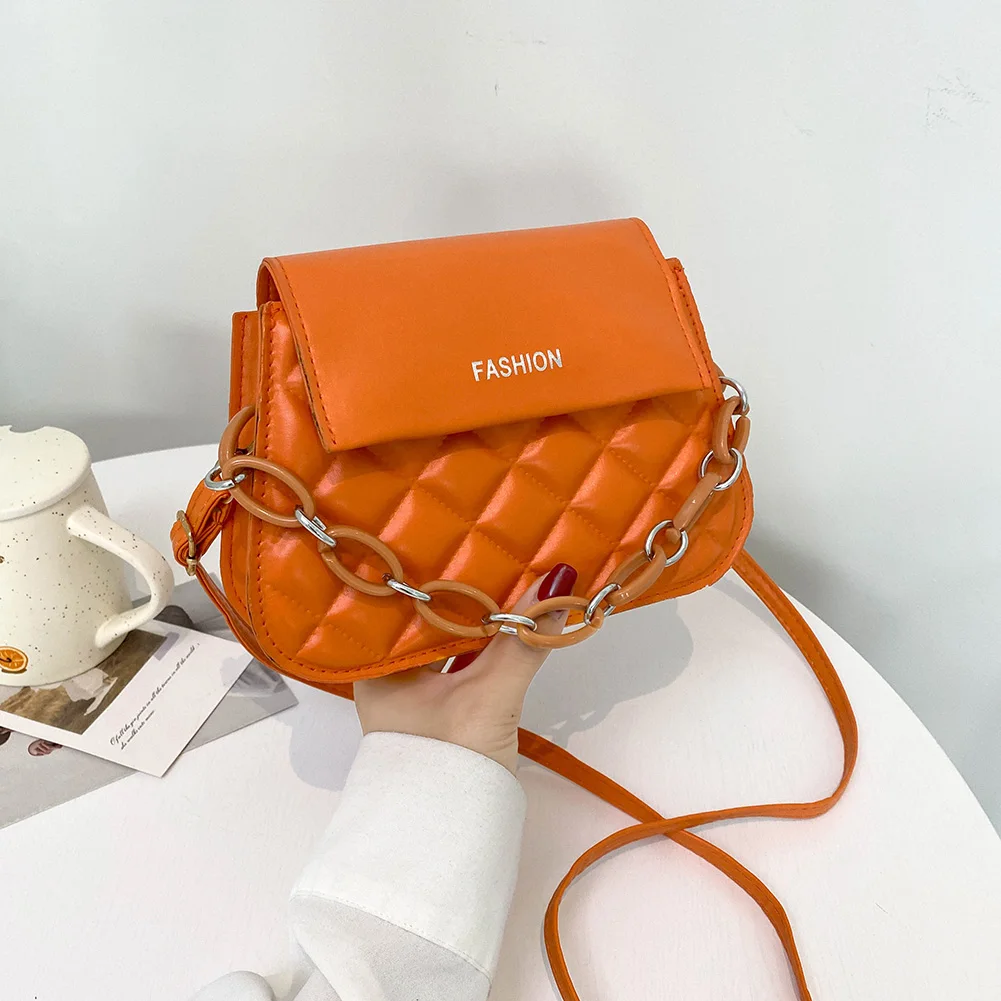 

Retro Women Lattice Leather Shoulder Bags Pure Color Flap Chain Crossbody Bags for Ladies Outdoor Shopping Travel