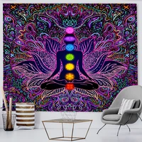 seven chakras meditation tapestry hippie bohemian mandala wall hanging mushroom skull tapestries background ceiling table cloth