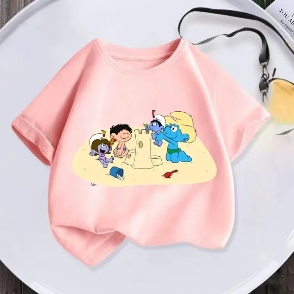 Smurfs omeloned Детская одежда Одежда для девочек мальчиков летняя детская футболка