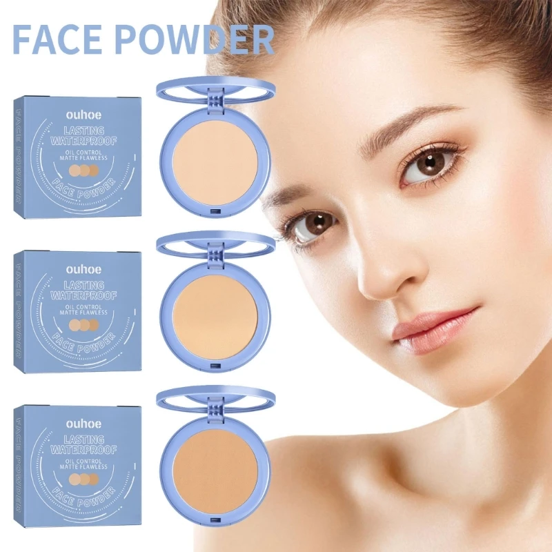 

Pressed Setting Powder, Waterproof Long Lasting Oil Control Matte Finishing Powder,Portable Pressed Face Powder Compact