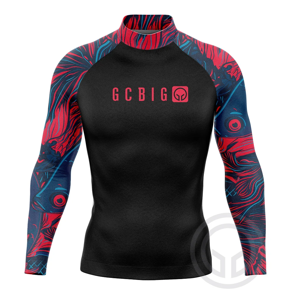 Одежда для серфинга мужская с длинным рукавом облегающая футболка плавания