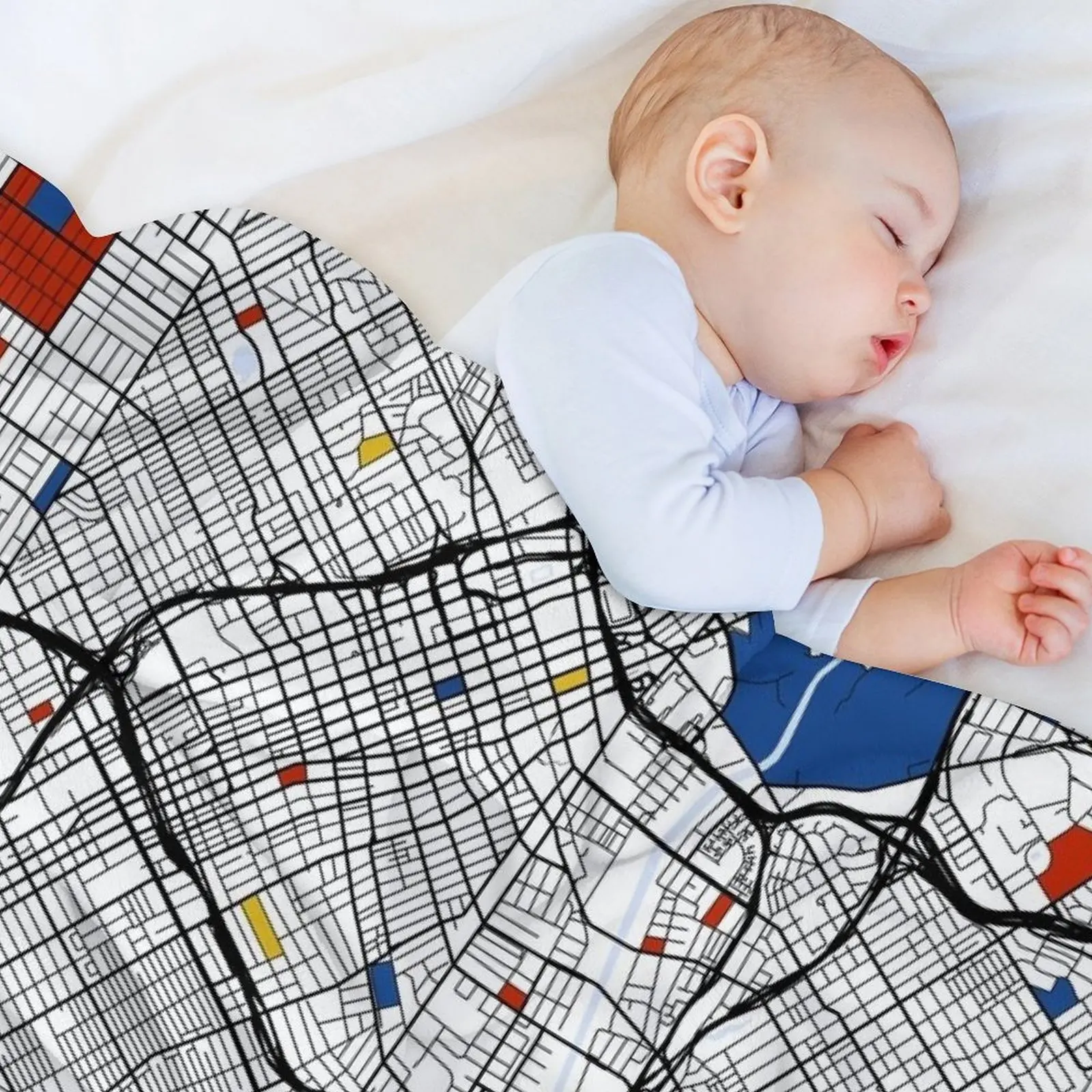 Плед с картой Лос-Анджелеса Mondrian зимнее декоративное одеяло для дивана винтажные