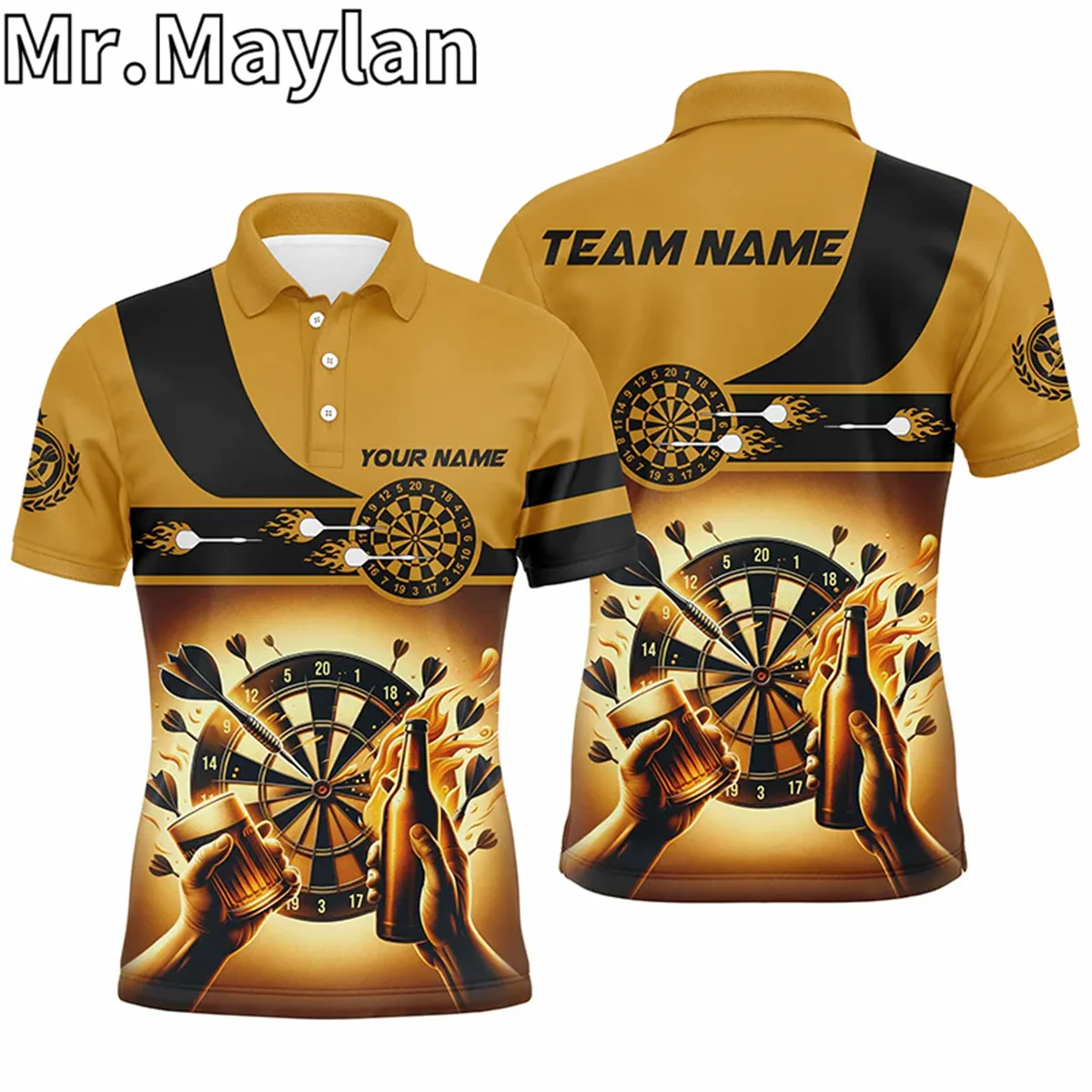 Зеленый и серый спортивный стиль 3D мужские дротики рубашка-поло рубашка для