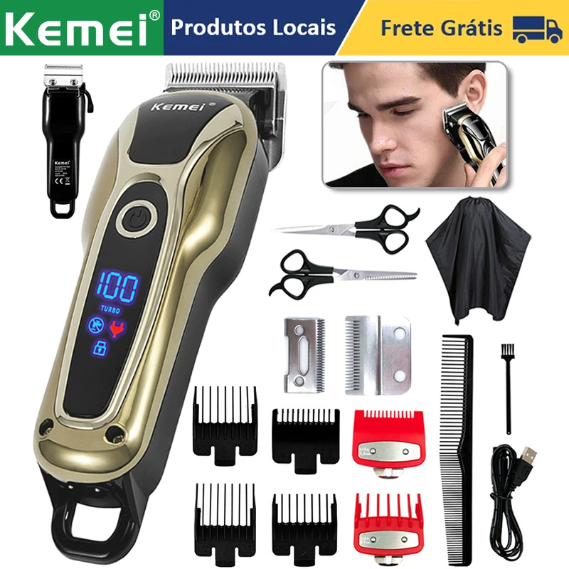 

Kemei Hair Trimmer Electric Clipper Professional Haircut Machine for Men Barber Rechargeable Hair Clipper With LCD Display 5