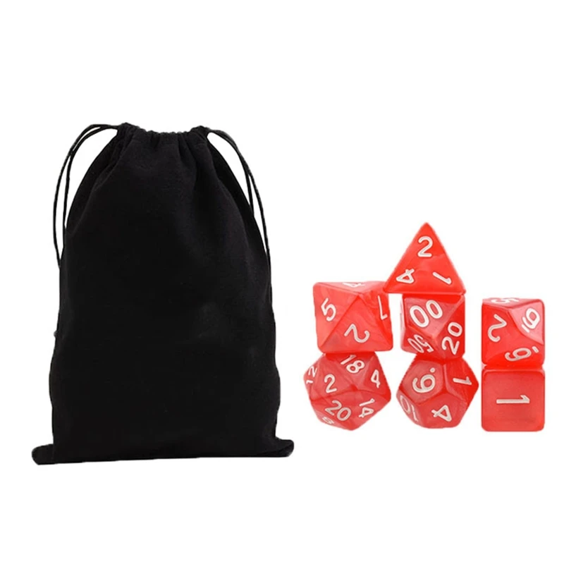 Экшн-игра D &amp набор акриловых игральных костей 7 шт. полевых с чехлом для хранения
