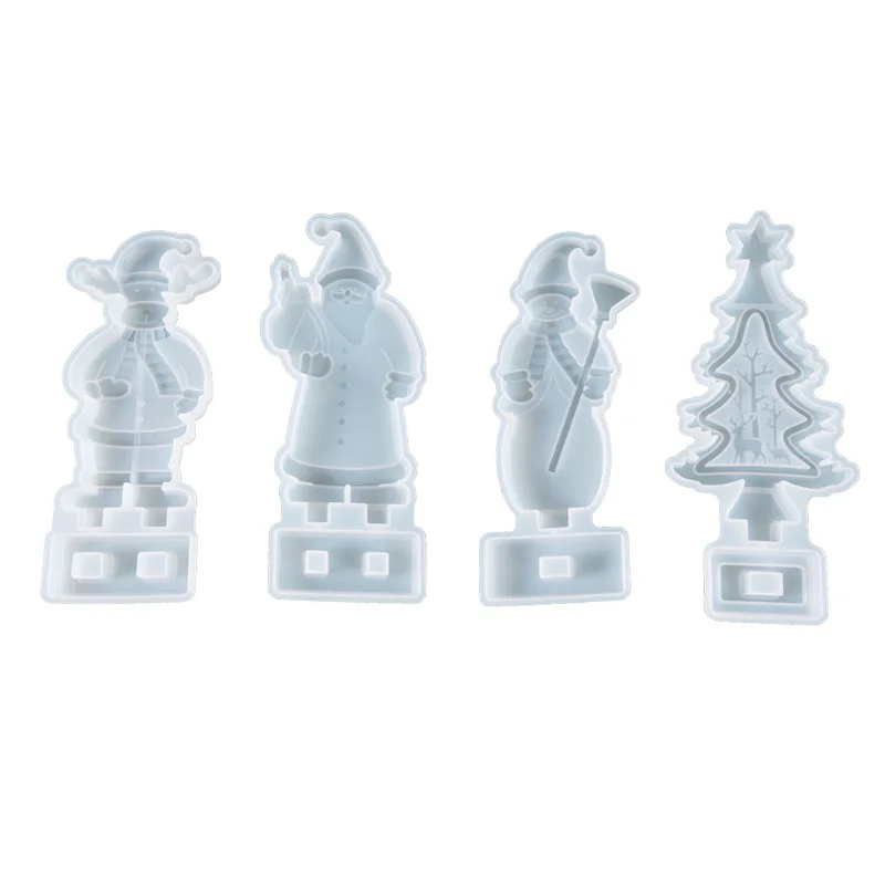 

Crystal Mirror Resin Mold Christmas Tree Snowman Table Decoration Molds For Resin DIY Making Tools Casting Silicone Mould