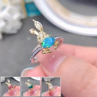 meibapj natural black opal gemstone fashion flower ring for women real 925 sterling silver charm fine wedding jewelry