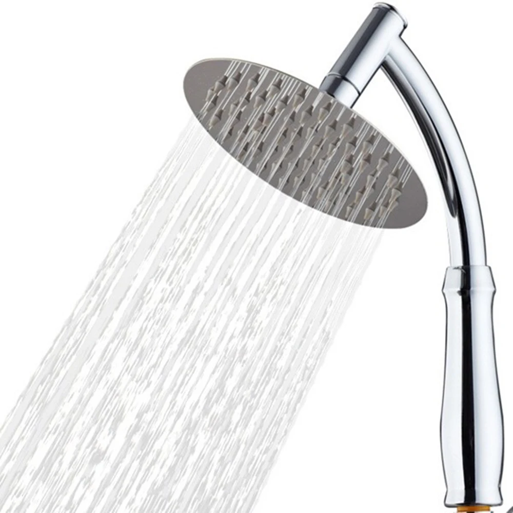 

Fashion New Useful Shower Head Chrome Overhead Rainfall Round Silver Square Stainless Steel 20 cm 8 inch Durable