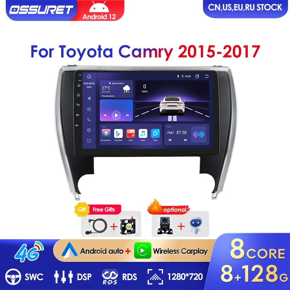 

Android 12 Car Radio GPS Navigation For Toyota Camry 2015-2017 US Version Multimedia Wireless Carplay RDS DSP BT Autoradio 2din
