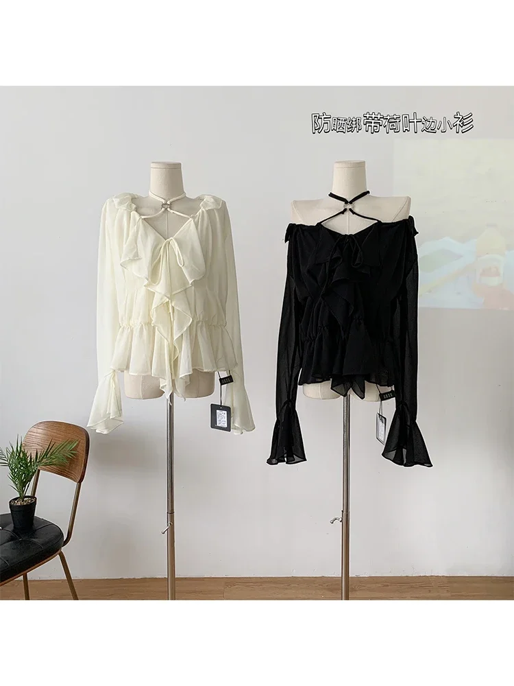 Женская винтажная рубашка в стиле Харадзюку Элегантная блузка белого цвета с