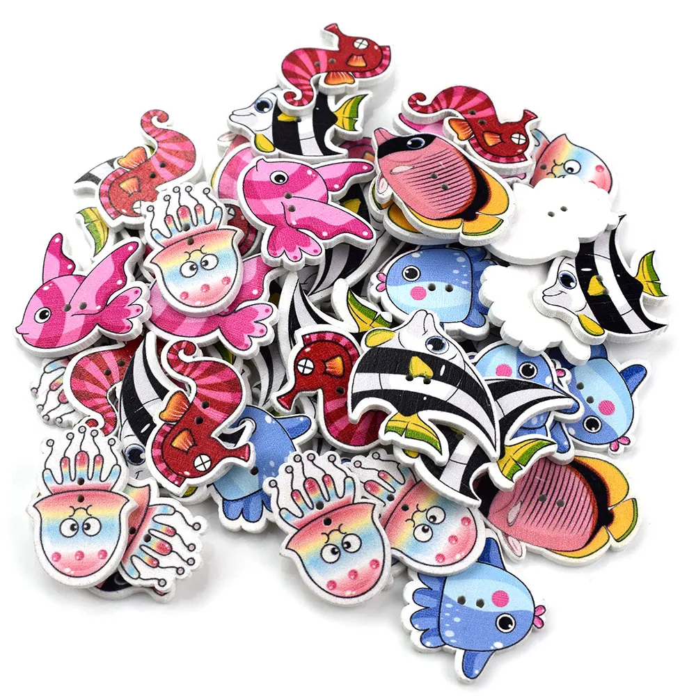 

100 шт., деревянные пуговицы для одежды