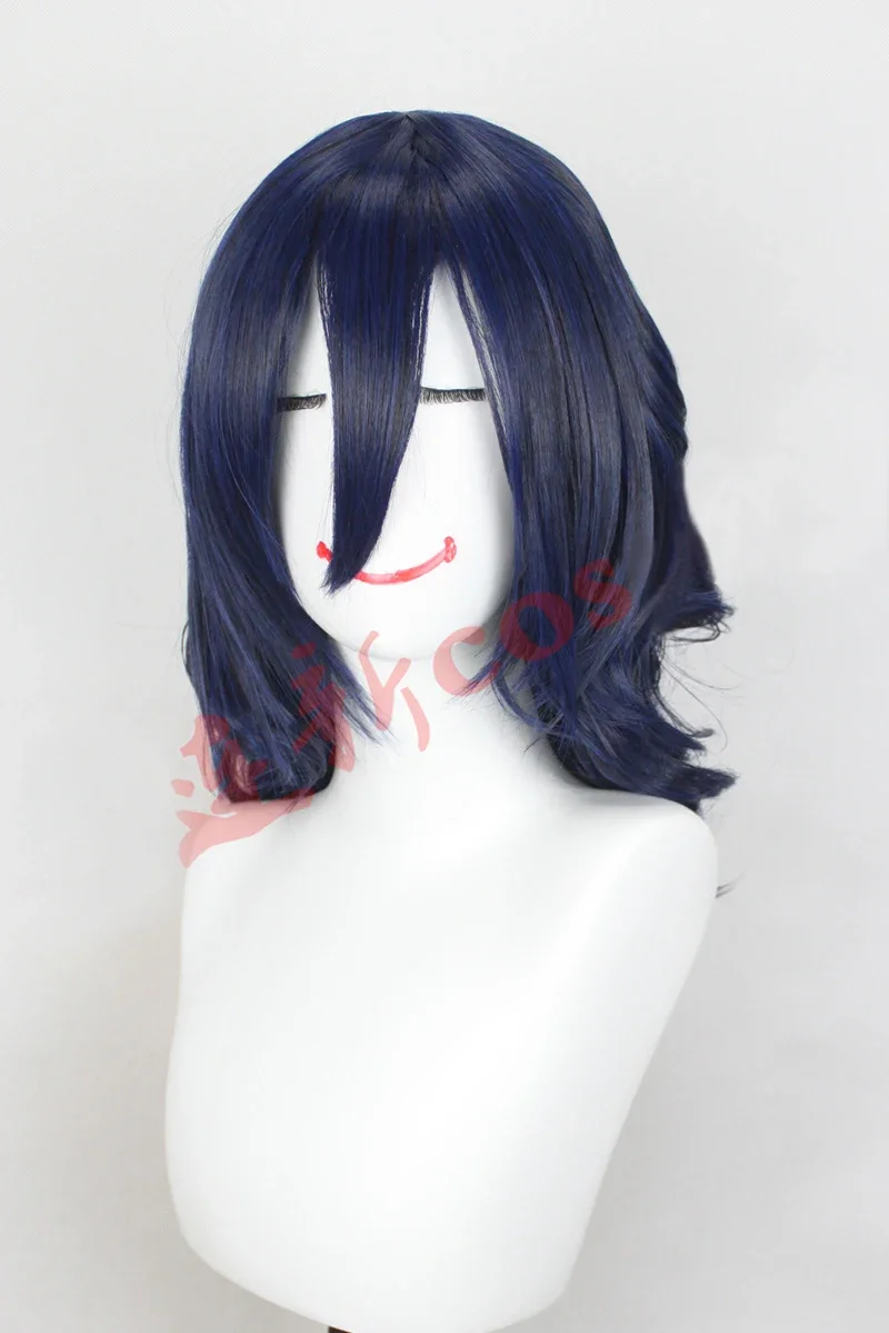 Game Yandere Simulator Oka Ruto Длинный темно-синий вьющийся волнистый парик для косплея