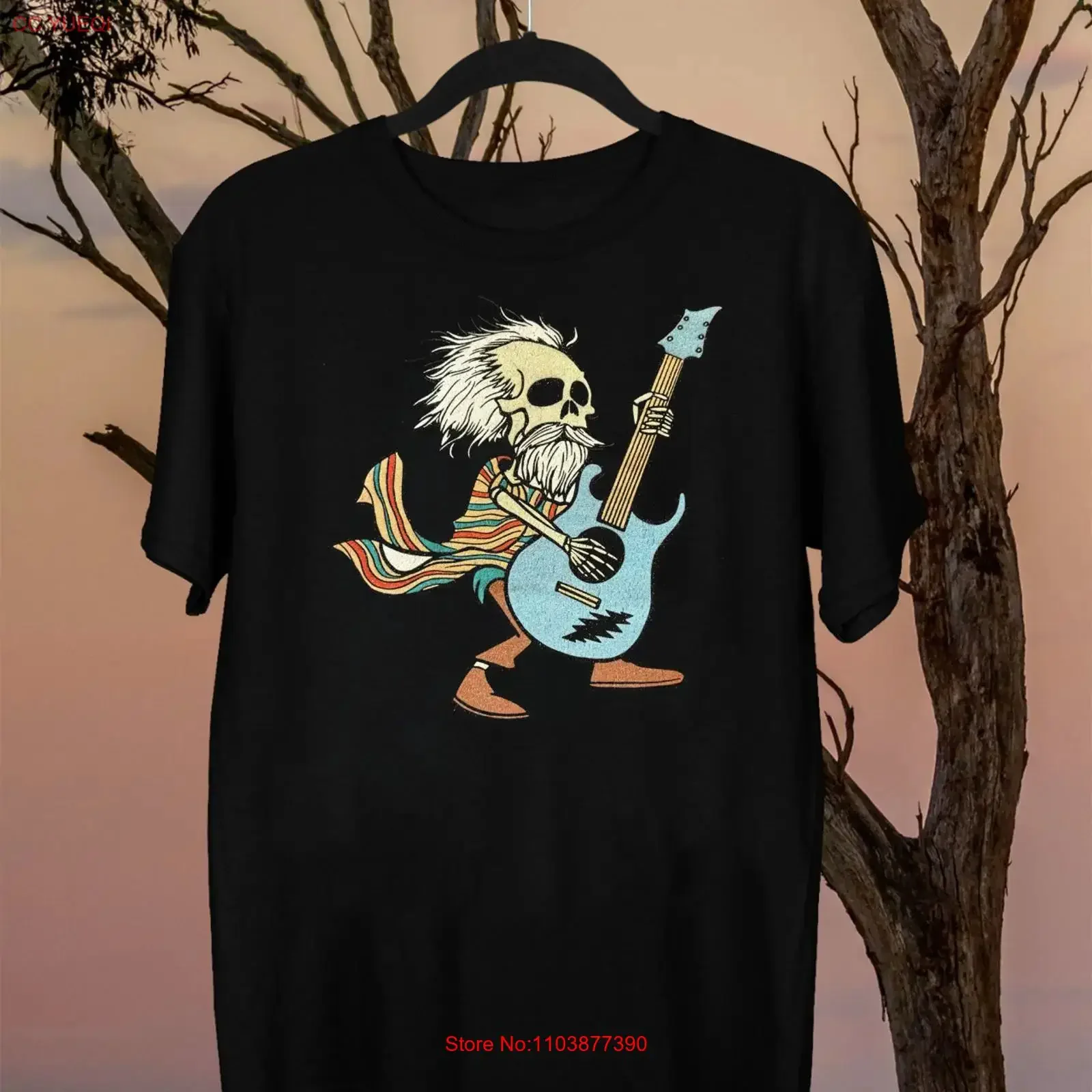Фото Футболка BOB WEIR SKELETON с принтом, все размеры S-5XL, винтажная, с эффектом потертости, повседневная, дизайнерская, с графическим принтом, универсальная, унисекс, стильная №1