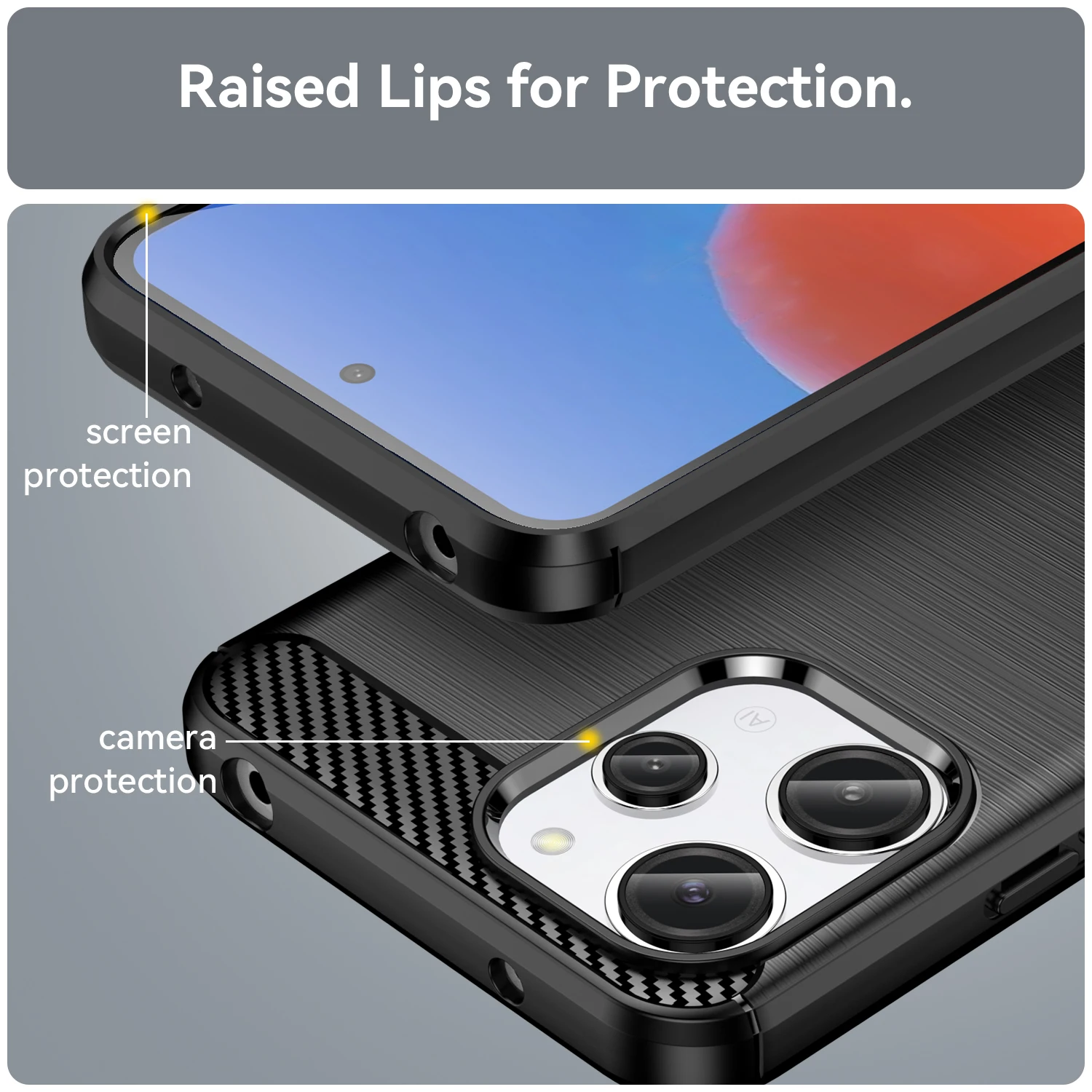 Carbon Fiber Case For Redmi 12 Cover for Xiaomi Redmi 12 Funda Capa Shell Soft Silicon Shockproof Phone Bumper for Redmi 12
