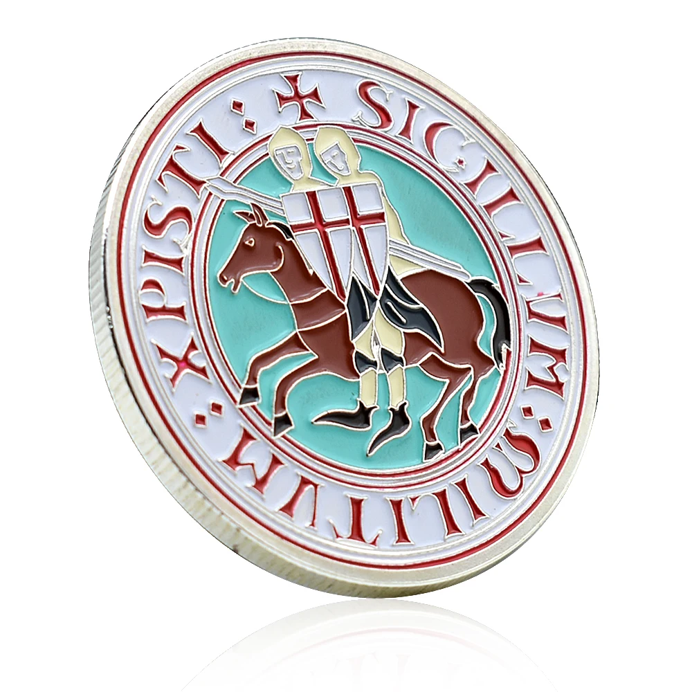 Памятная монета с посеребренным Красным Крестом Европейский Рыцари темплар