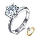 Кольцо из 18-каратного золота с искусственным бриллиантом 2 карата