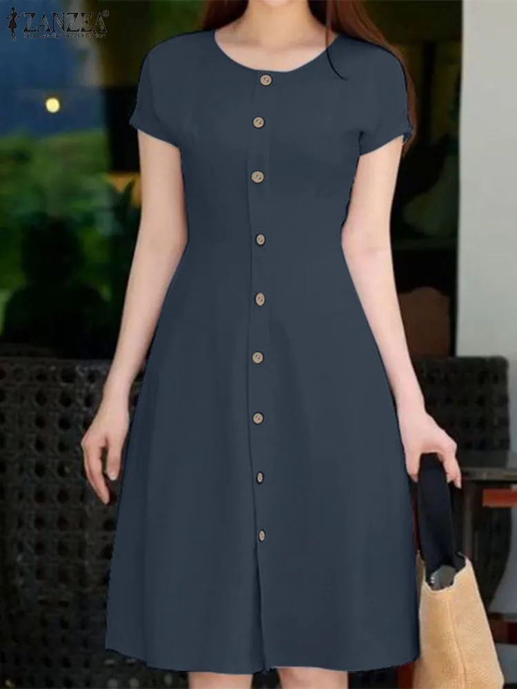 Платье ZANZEA женское с коротким рукавом
