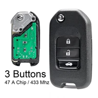 433mhz 3buttons car remote key with electronic 47 a chip type a key blade automobile keys housing replacement for honda