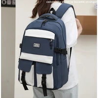 2022 nylon badge backpack fashion multi functional multi pocket high capacity laptop bag for teenagers college schoolbags