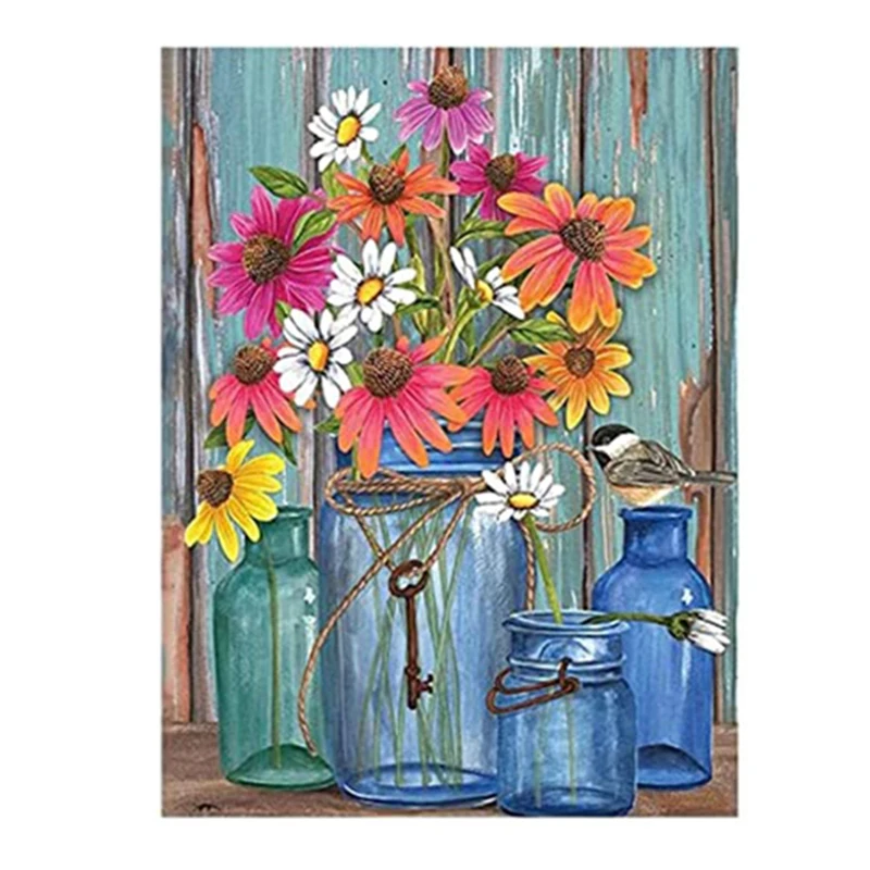 

Набор для алмазной живописи для взрослых, круглая полноформатная алмазная живопись, искусство, домашнее настенное украшение с цветами