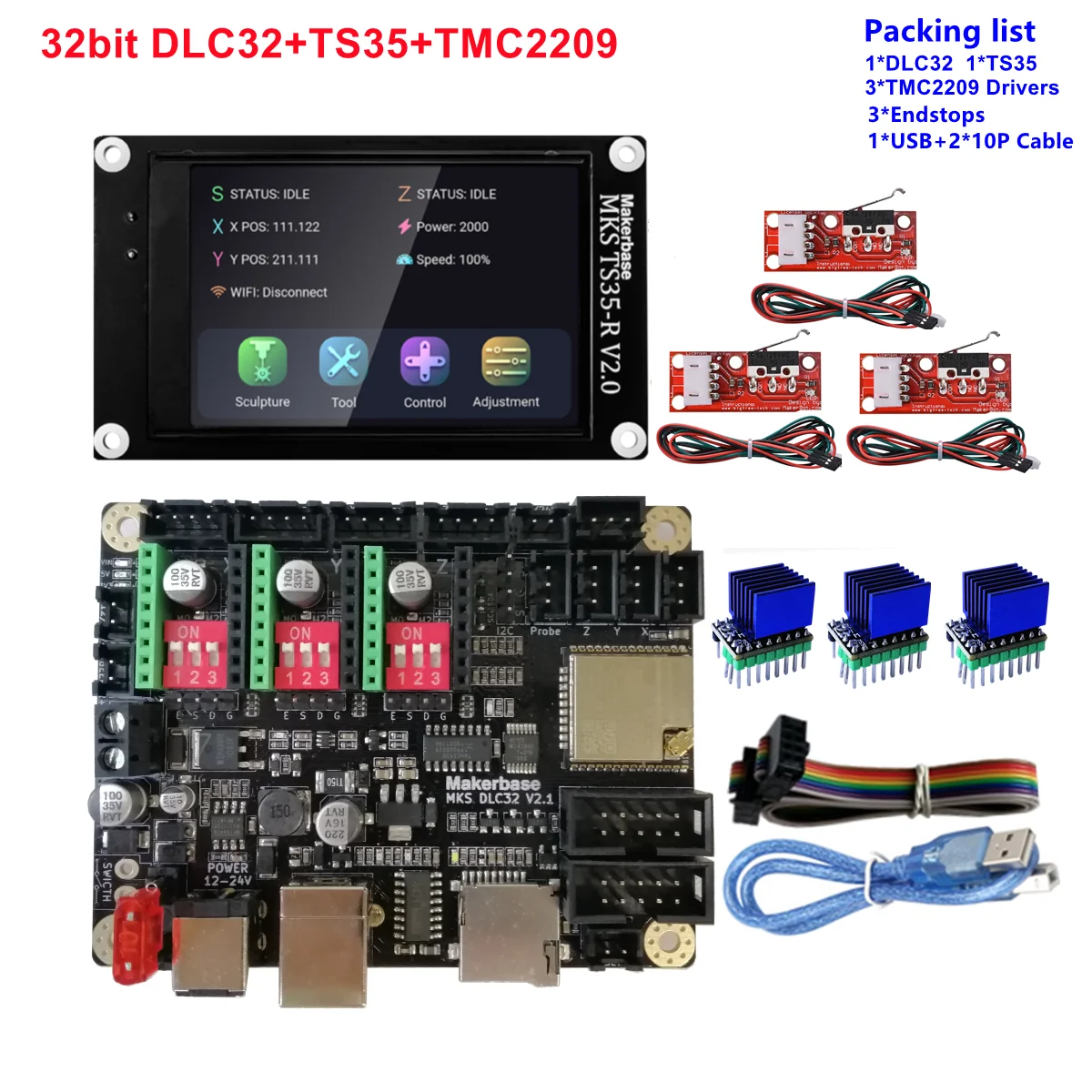 MKS DLC32 v2 32-битный GRBL Автономный контроллер Φ v2.0 дисплей CNC 3018 3020 Макс комплекты