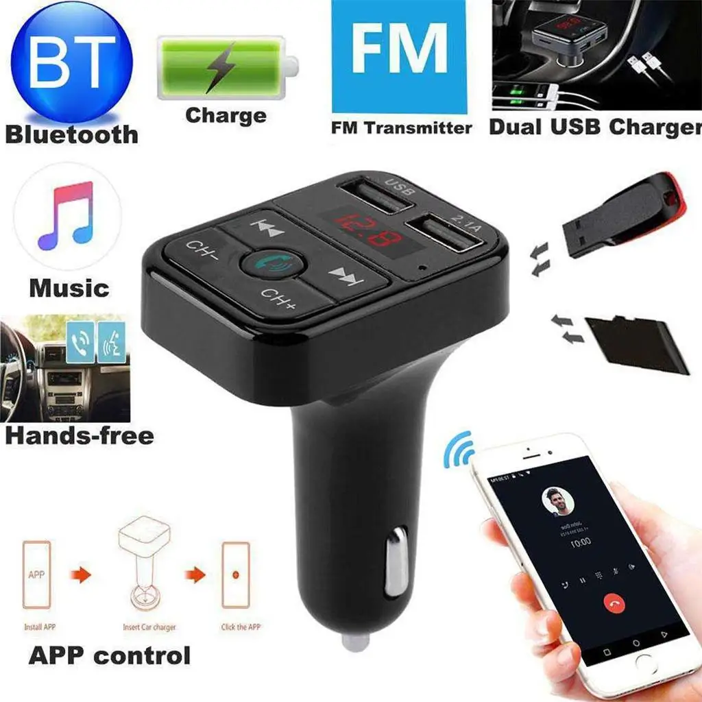 

Dual Bluetooth Handsfree Call FM Transmitter For Car Radio Adapter