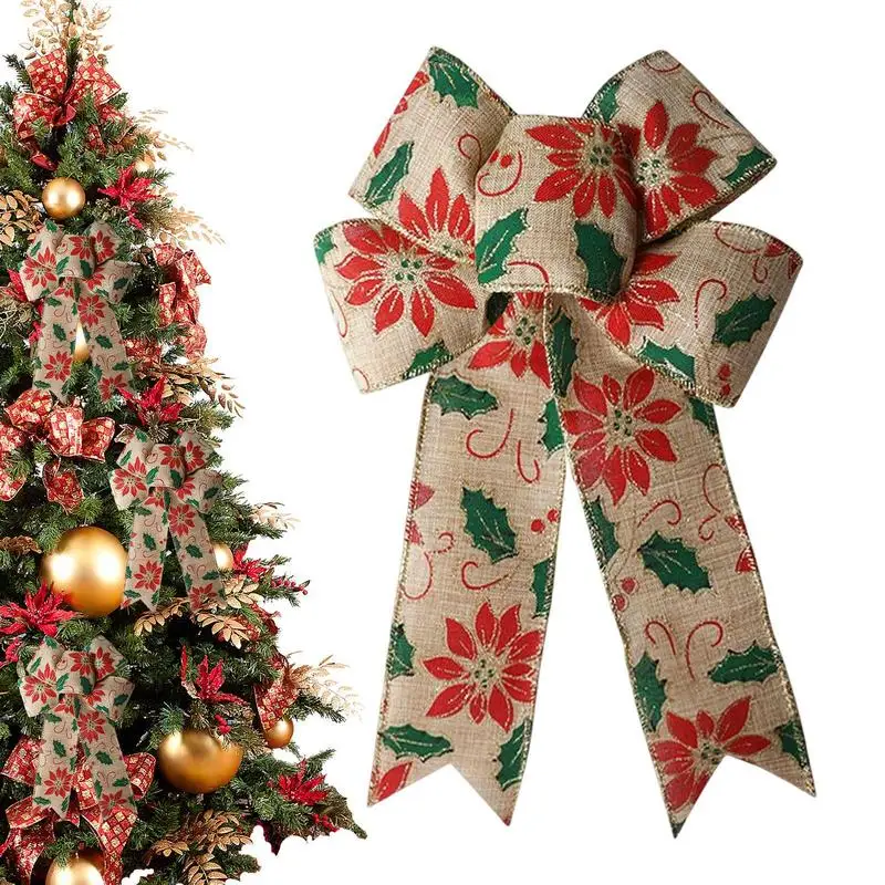 

Christmas Tree Topper Bow Decorative Christmas Tree Topper Bows Tree Bow Decorations Holiday Ornament For Indoor Outdoor Kitchen