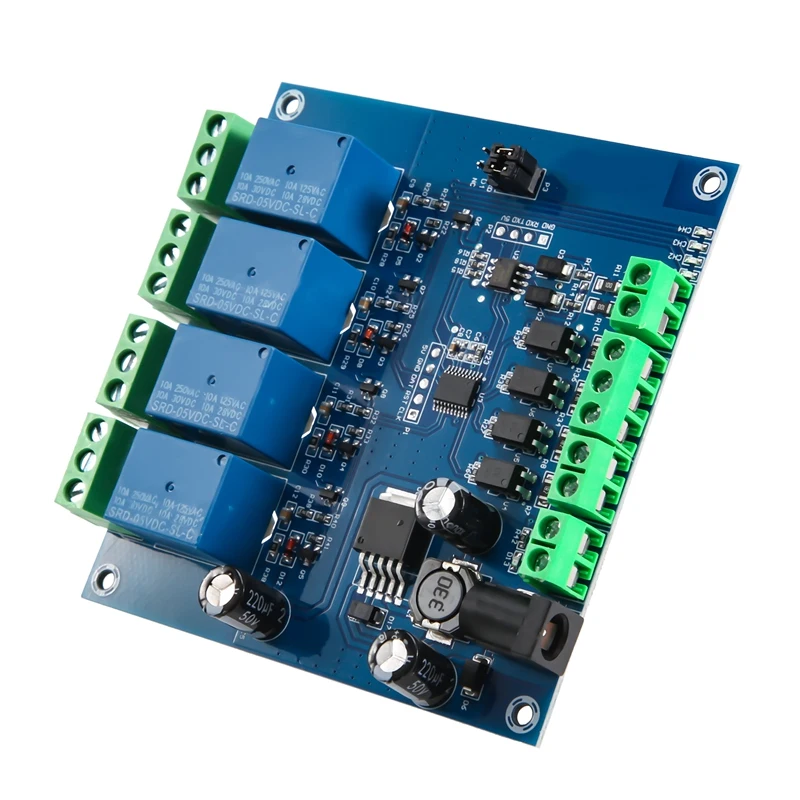 

Modbus RTU 4 Way Relay Module 7-24V Relay Module Switch RS485/TTL Input And Output With Anti Reverse Protection