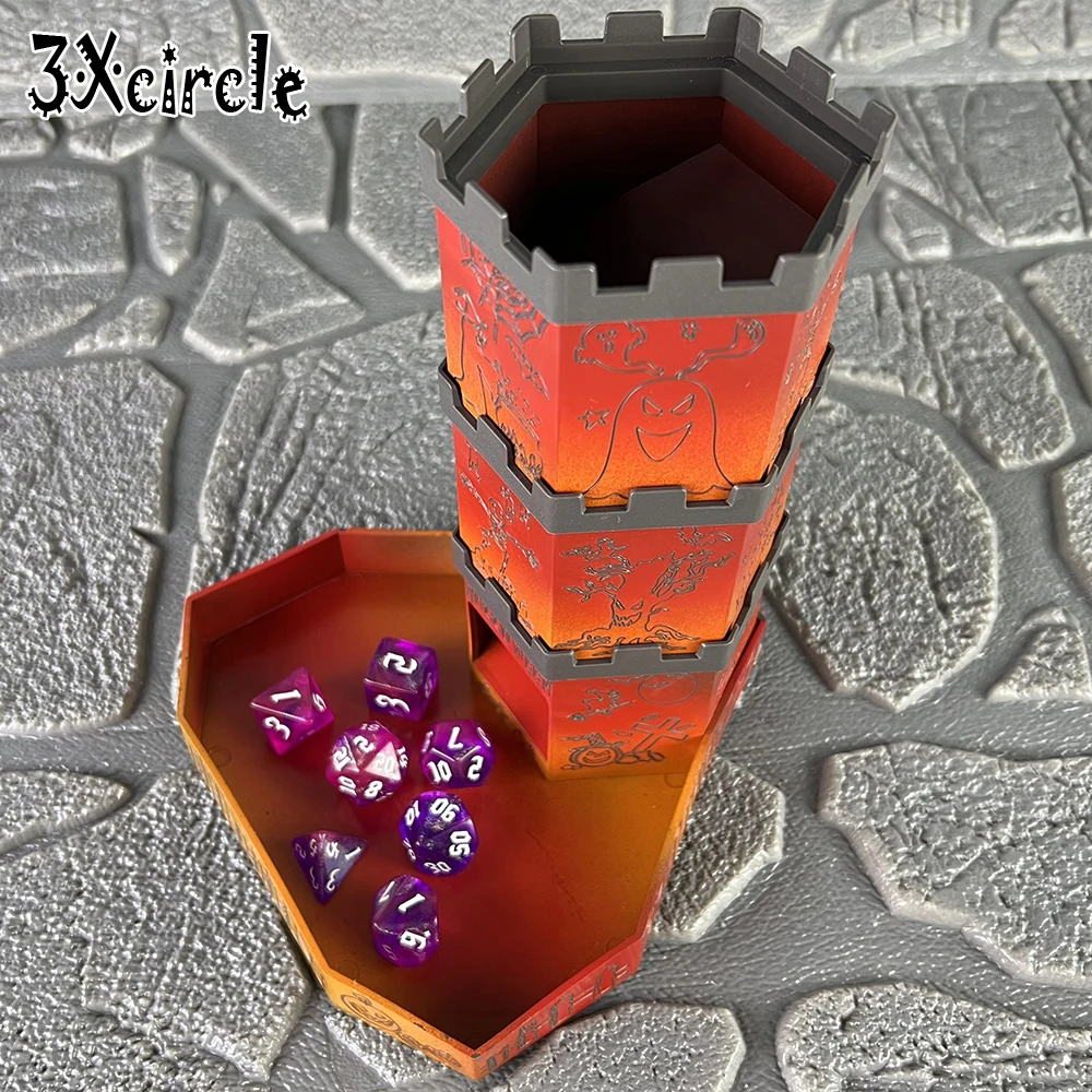 

Castle Halloween Themed Dice Tower with Tray Collapsible Easy Dice Roller Box for DIY Board Game Accsssories RPG TRPG