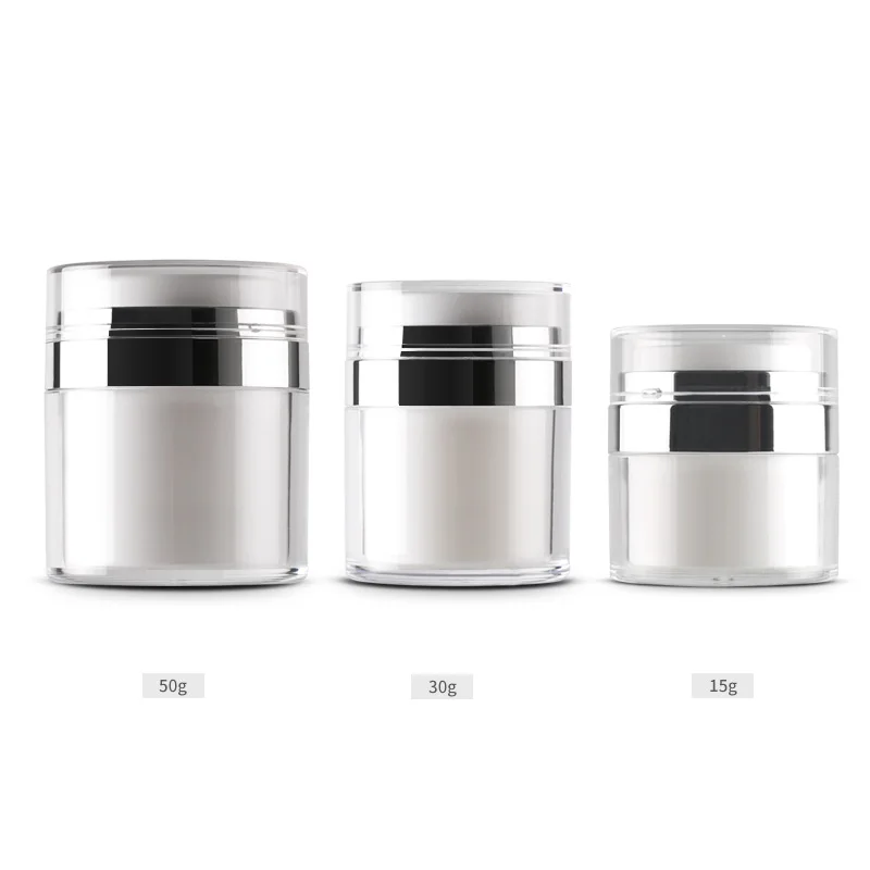 

15G 30G 50G Cosmetic Jar Acrylic Cream Refillable Cans Vacuum Bottle Press Style Cream Jar Vials Airless Cosmetic Container