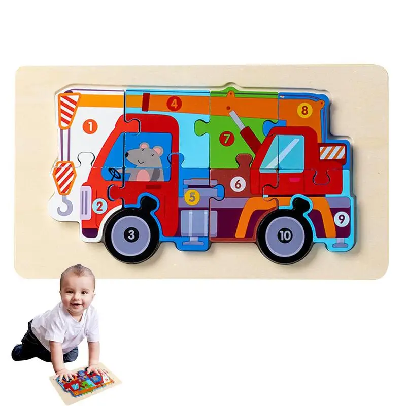 

Деревянный пазл в форме автомобиля для малышей, Монтессори, Обучающие игрушки, подарок для детей, Яркий яркий цвет, форма
