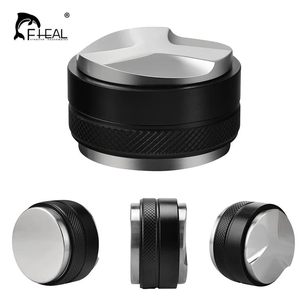 

FHEAL 51/53/58mm Coffee Distributor & Tamper Dual Head Adjustable Height Coffee Leveler Professional Espresso Hand Tampers