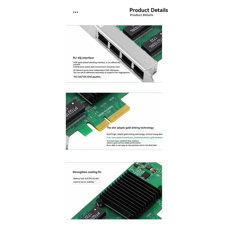 4-портовая сетевая карта PCIE X4 RJ45 Lan высокоскоростной Ethernet-адаптер 10/100/1000 Мбит/с