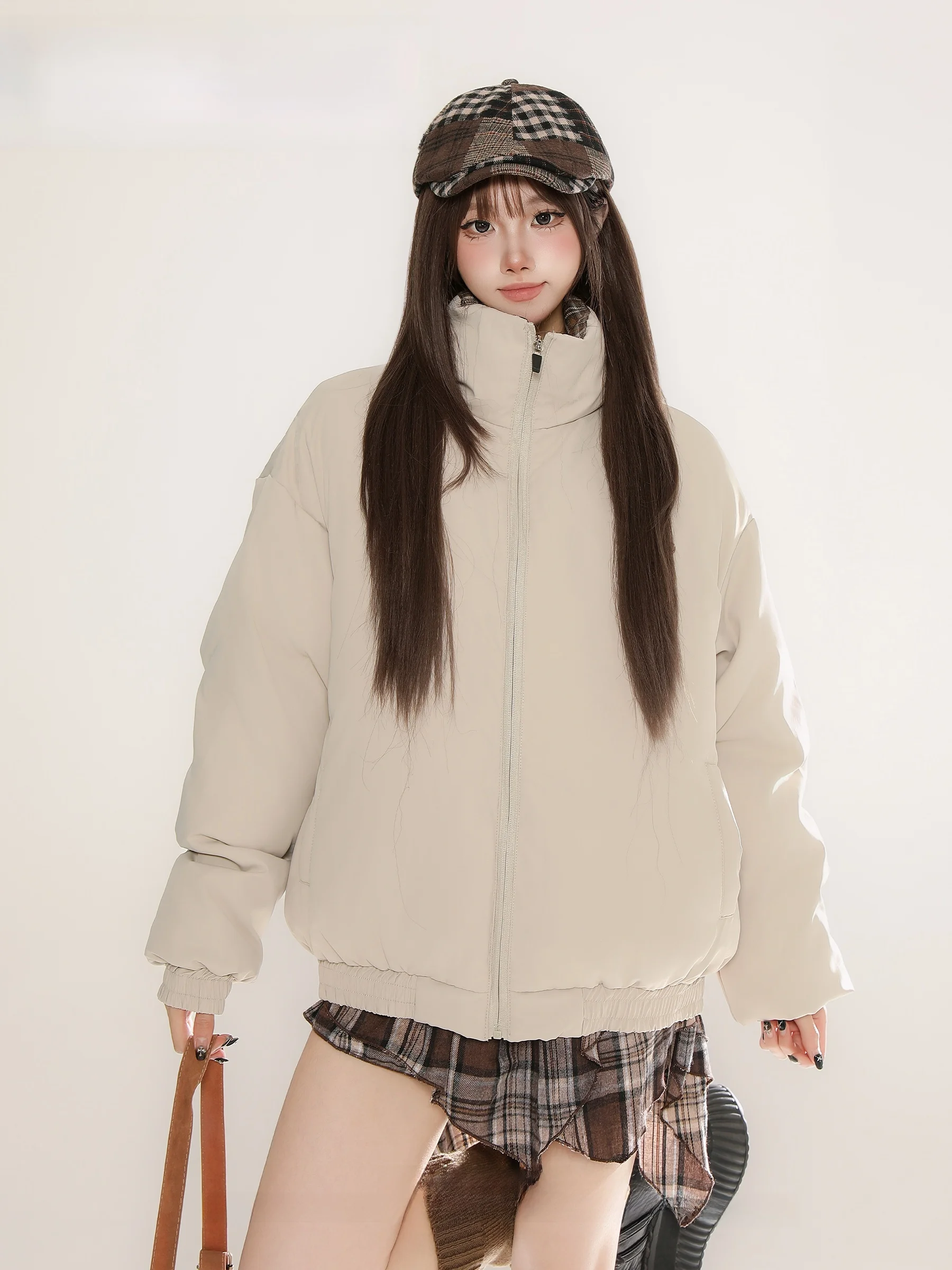 Xunxi базовое пальто с хлопковой подкладкой и воротником-стойкой для женщин зимнее