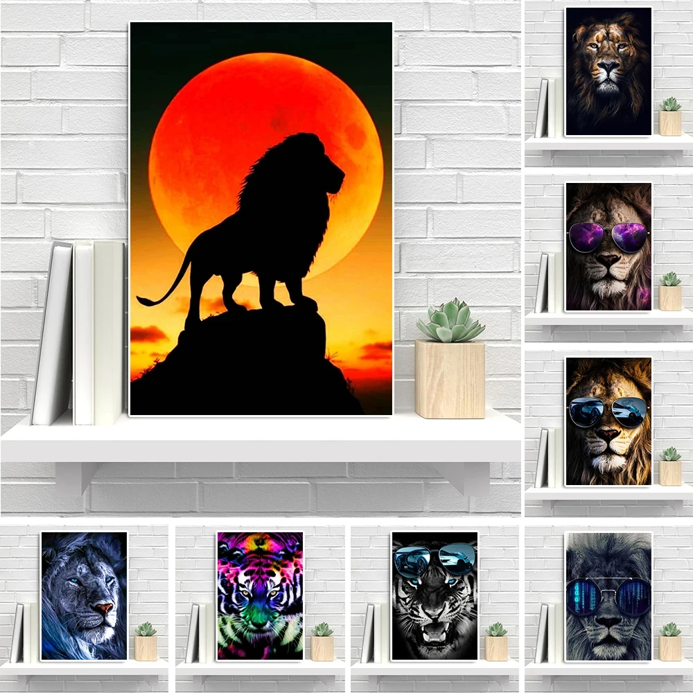 

Abstract Lion Graffiti Canvas Painting, Inspirational Art, Luxury Illustration, Animal Wearing Sunglasses Poster Wall Room Decor