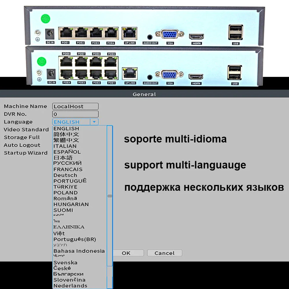 Сетевой видеорегистратор Xmeye 4-канальный сетевой 4K POE NVR с функцией распознавания