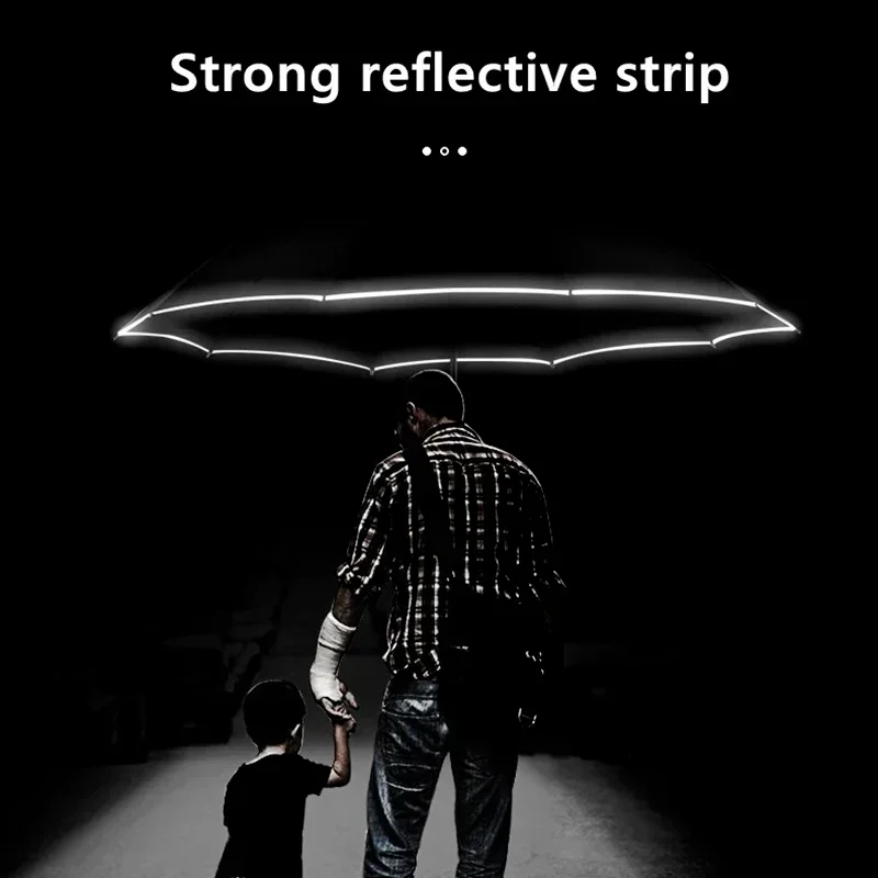 

Reflective For Stripe Umbrella 3-folding 10 Ribs Led Umbrella With Light Inverted Automatic Reverse Xiaomi Umbrella Academy