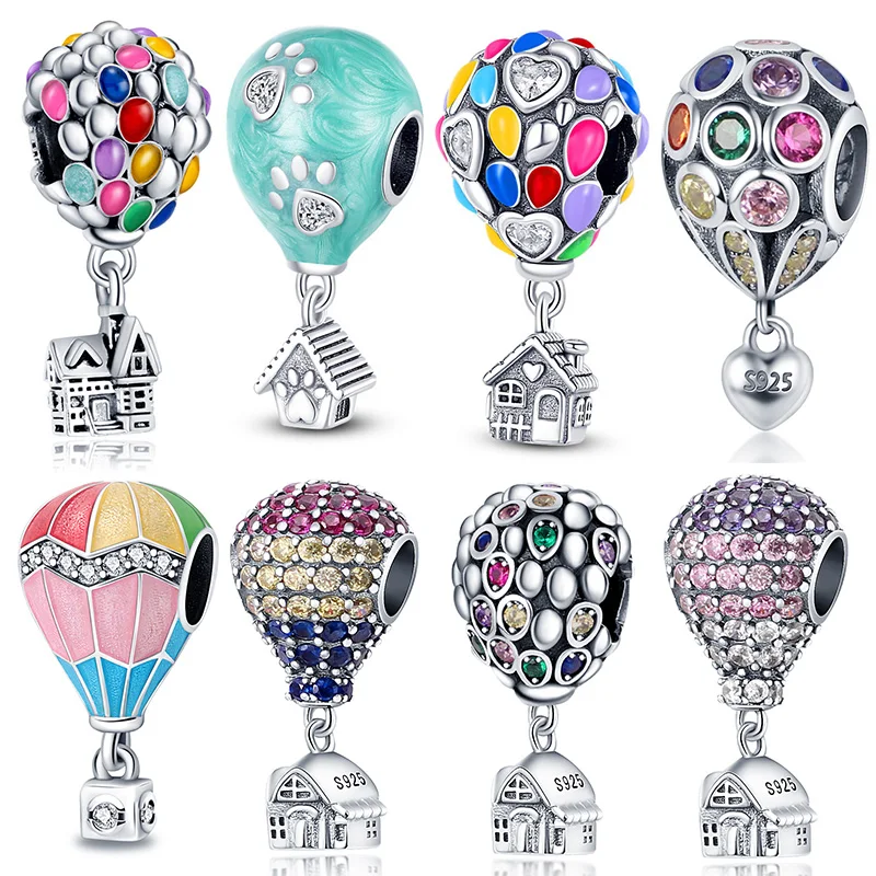 HOT SALE Silver Color Hot Air Balloon Series Charms beads Fit Original Brand Bracelet For Women Gift Fashion Jewelry