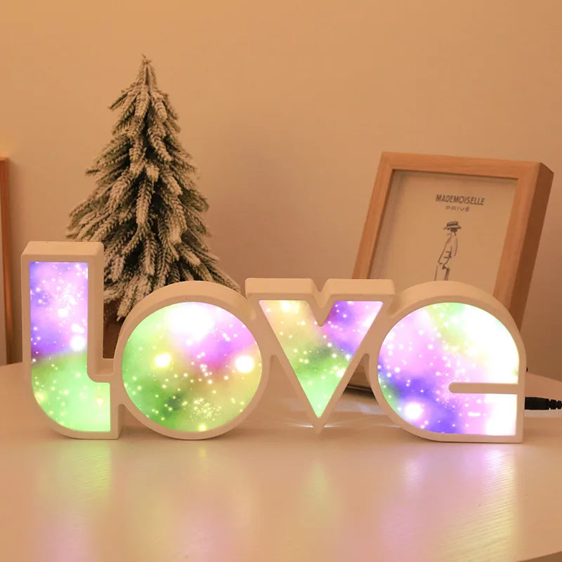 

Led Letter Love Neon Proposal Light Box Valentine's Day Gift Romantic Decoration Lamp Luminous Night Light Bedroom Bedside Lamps
