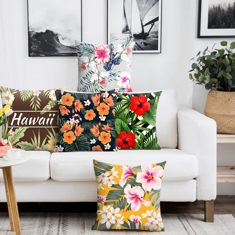

Beautiful Flower Pillowcases 45*45cm Home Decor Polyester Cotton Sofa Car Office Seating Cushion Cover Bohemia Throw Pillow Case