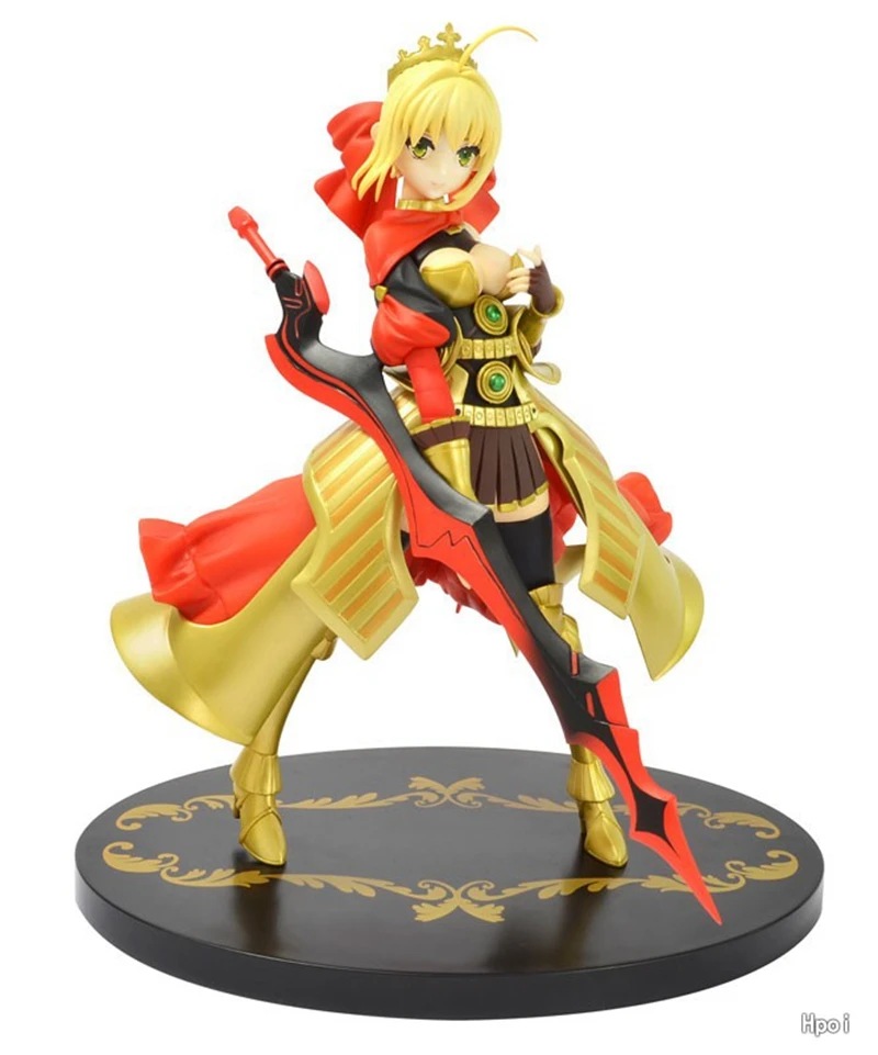 

24CM New Fate Stay Night Saber Nero Claudius Sexy Anime Figure Saber Seated Desktop Collection Decorative PVC Toys